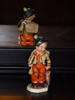   VINTAGE PORCELAIN FIGURINE SCHOOLBOY WITH TABLET UMBRELLA BOOKBAG