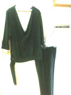 Black pants set 2 piece. Swag neck top and slacks, Black, size 13 14
