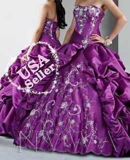 NVWA G77 Purple Strapless Bridesmaid Bridal Wedding Quinceanera Dress 