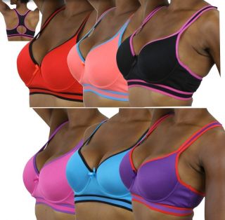 Pick Your Size for 1 Comfort Sports Bra Padded Racerback Breathable 