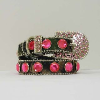   Belt Buckle Hot Pink Rhinestone Camo Camouflage Dog Collar with D Ring