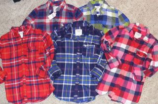 NWT ABERCROMBIE, HOLLISTER, & GILLY Womens Plaid Flannel Shirt NEW XS 