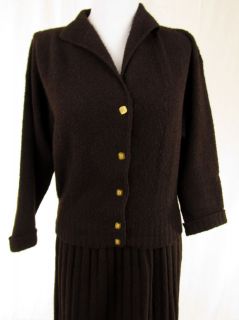 Small 4 6 Brown Knit Skirt Suit VTG 1940s H. Leibes San Francisco 