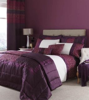   & Plum Quilted Damask Duvet Covers, Curtains, Cushion Covers, Throws