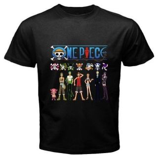 ONE PIECE *Luffy and Friends Pirates Logo Anime Cartoon Black T Shirt 