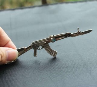 black Weapon Model AK47 Gun Fix bayonet Assault Rifle Key Chain 