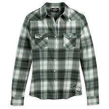Harley Davidso​n Womens Font Plaid Cotton L/S Woven Shirt 96138 12VW