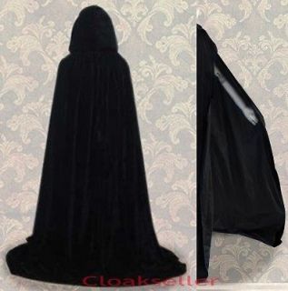 Stock Black Hooded Cloaks Capes MEDIEVAL Witchcraft Halloween Wedding 
