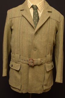 ENGLISH DERBY TWEED NORFOLK BELTED SHOOTING HUNTING JACKET SMALL