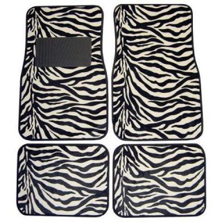 Floor Mats Safari Animals Zebra White And Black 4 Pcs Set For CAR 