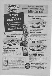 1954 B&W Ad 3 Tips for Car Care SolderSeal Products Liquid Wrench 