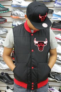   Bulls Jet Black Scarlet Glacial White NBA Mitchell & Ness Vest ONLY