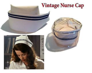 Truely Authentic Vintage Nurse Cap with 2 Blue Stripes