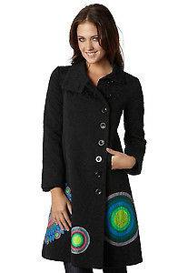 New 2012 Desigual Black Coat Jacket 06E2933 ABRIG HERMONI Sz 36 38 40 