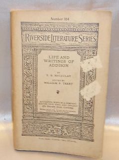   Vintage Book Riverside Literature Series Life & Writings of Addison