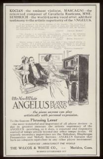 1911 Angelus upright player piano vintage print ad