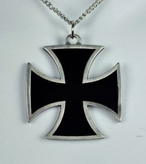   IRON CROSS NECKLACE PUNK ROCK METAL SKULL BARON WWII OCCULT SYMBOL