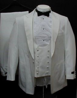 New Mens White Tuxedo Suit, Vest5pc Set 54 R 54R