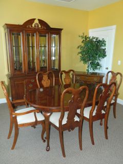   Drew Formal Hardwood Dark Cherry 9pc DINING ROOM SUITE Thomasville EUC