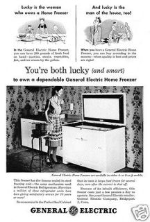 1947 General Electric Home Chest Freezer Homemaker Apron Wallpaper 