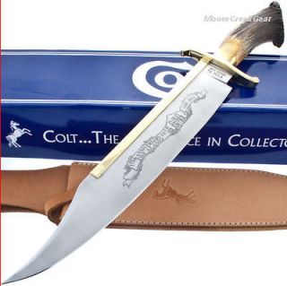 Colt Giant Alamo Bowie Knife 175th Anniv. Crown Stag w/ Leather 