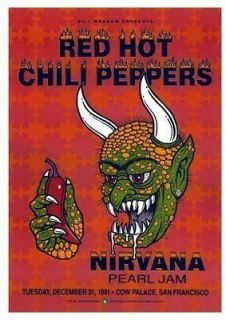 Red Hot Chili Peppers   1991 Concert Excellent Quality Repro Poster