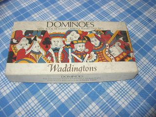   BOXED SET OF WADDINGTONS WOODEN DOMINOES GAMES BOOK & CRIBBAGE BOARD