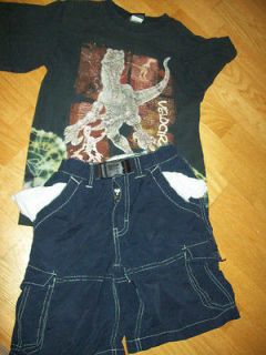 Boys childrens place cargo shorts size 7 and boys jurassic park t 
