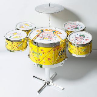 Drum Set 5 pc Yellow Kids Musical Instrument Toy