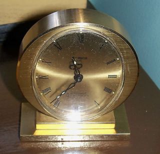   day Swiss Made 7 Jewels Brass Desk Alarm Clock with Heavy Base Working