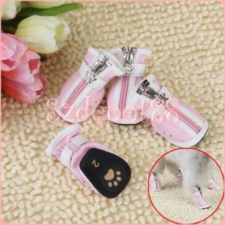Cute Pink Dog Puppy Chihuahua Pet Boot Leather Shoes XS