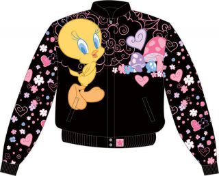 Character Jackets Tweety Bird Kids Black Twill Nascar Jacket 