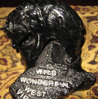   Coal Sculpture  Wild Wonderful West Virginia  Bear on Rock   Vintage
