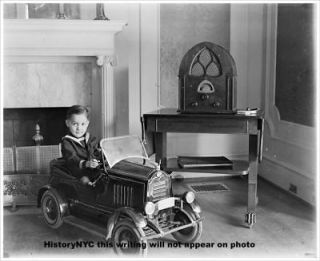 1920 CHILD & TOY CAR AUTOMOBILE SAILOR SUIT RADIO PHOTO