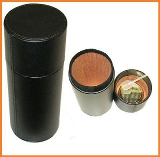 Black Leather Cedar Lined 7 Cigar Case Humidor w Humidifier 1 Year 
