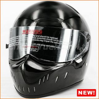 Fiberglass Motorcycle Street Bike Chopper Full Face Helmet Black DOT 