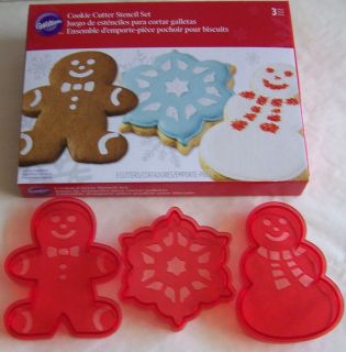 Wilton Holiday Cookie Cutter Stencil Set 3 Cutters NEW