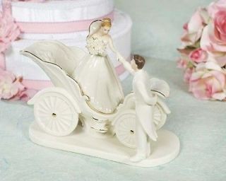 Porcelain Cinderella Fairy Tale Coach Wedding Cake Topper Figurine