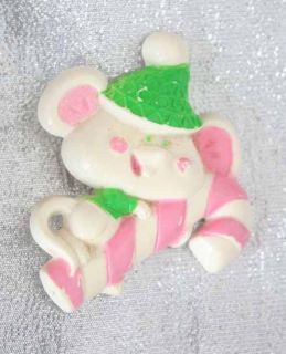 Avon Plastic Christmas Mouse Candy Cane Brooch