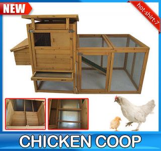 Wooden Chicken Coop Hen House Rabbit Cage Backyard Poultry Pet Animal