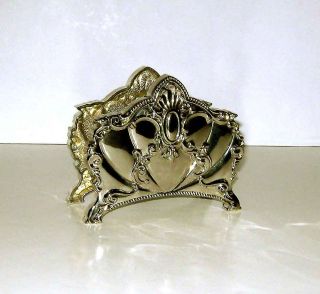 Set of 4 Stunning Antique Silverplate Rose Napkin Ring Holder
