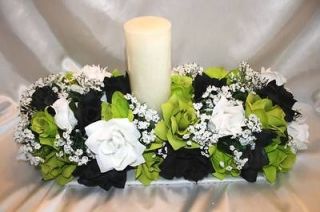   Package Lime Green Black Silk Wedding Flower Centerpieces 10 pcs