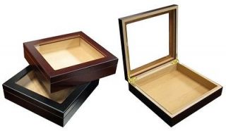   20 Count Cherry Wood Glass Top DeskTop Cigar Humidor with Humidifier