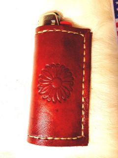   Stamped Handmade Leather Cigarette Lighter Case *Made by Andrew Olger