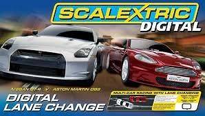   Digital Lane Change Nissan GT R Vs Aston Martin DBS Slot Car Set