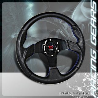 320mm 6 Hole Black Center / Black PVC Leather Steering Wheel Integra 
