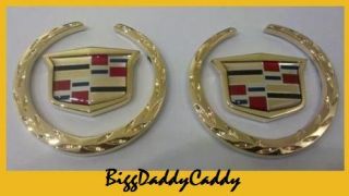 NEW Cadillac DTS Wreath & Crest GOLD Roof EMBLEMS
