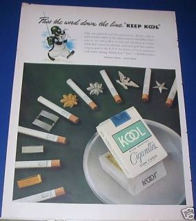 1942 Kool Cigarette Ad GI Willie Penguin telephone