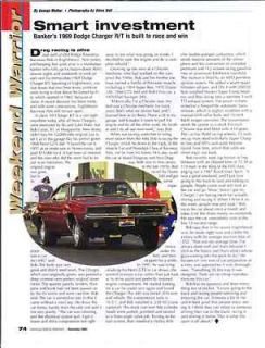 1969 DODGE CHARGER R/T ~ NICE WEEKEND WARRIOR ARTICLE / AD