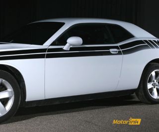 2011 & up Dodge Challenger Side Stripe decal kit Dual+Strobe stripes r 